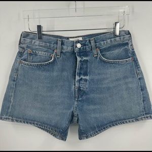 AGOLDE Parker Long Relaxed Organic Cotton Denim Shorts B986